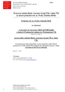 Pracovní setkání Rady Asociace krajů ČR a vlády ČR  za účasti primátora hl. m. Prahy Zdeňka Hřiba